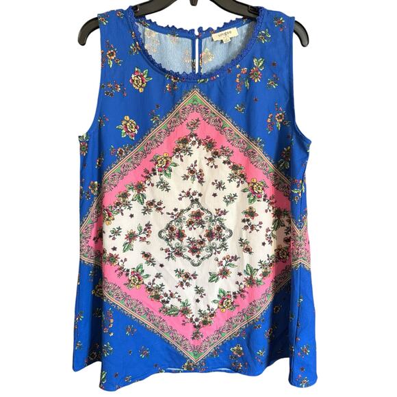 Bright & Lively Umgee Sleeveless Too with Beautiful Print Size Medium - Picture 2 of 7